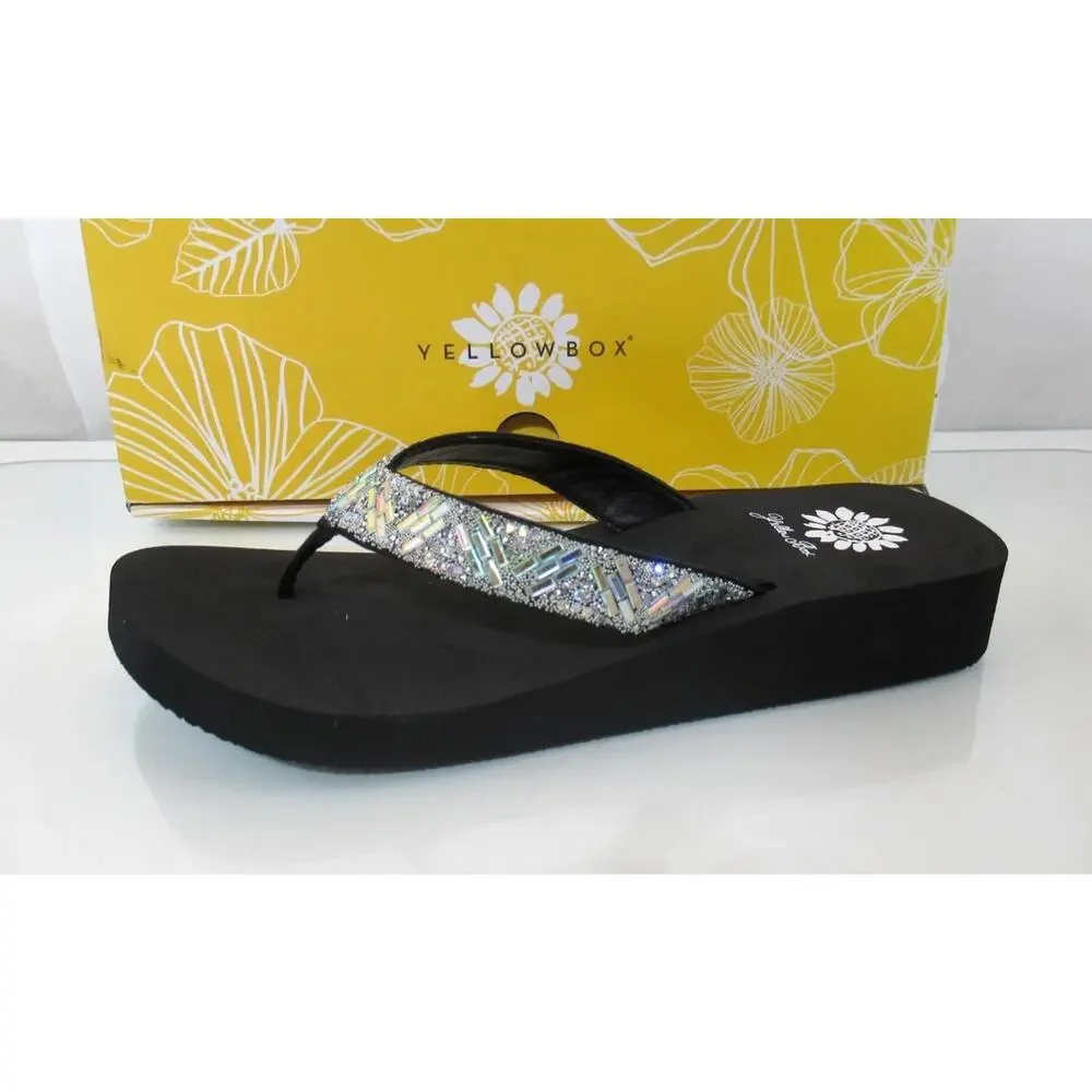Yellow Box Size 7 Jazel Flip Flops Thong Sandals Comfort Silver - Picture 2 of 8
